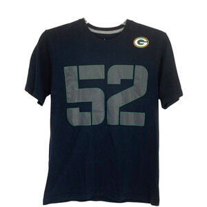 Nike NFL Team Apparel Green Bay Packers Sz M Clay Matthews #52 Black T Shirt